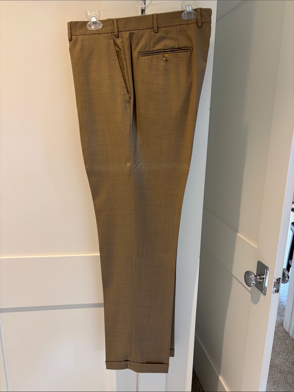 Santorelli Slim Dress Trousers in Light Brown